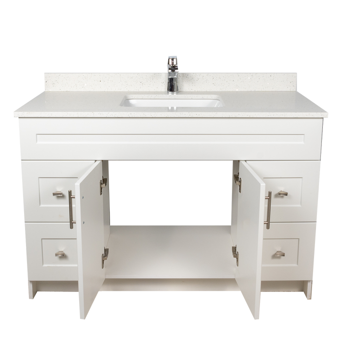 48" MDF - Both Side Draw - White - Shaker Doors - Softclose Hardware
