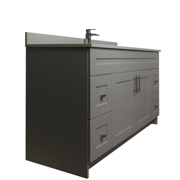 60" MDF - Single Sink - Light Grey - Shaker Doors - Softclose Hardware