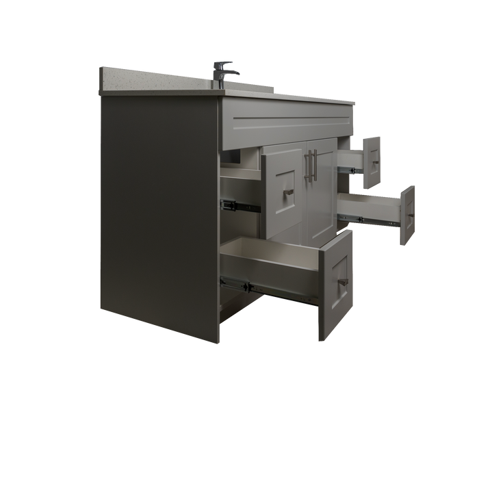60" MDF - Single Sink - Light Grey - Shaker Doors - Softclose Hardware