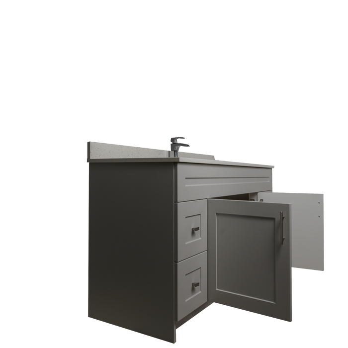 60" MDF - Single Sink - Light Grey - Shaker Doors - Softclose Hardware