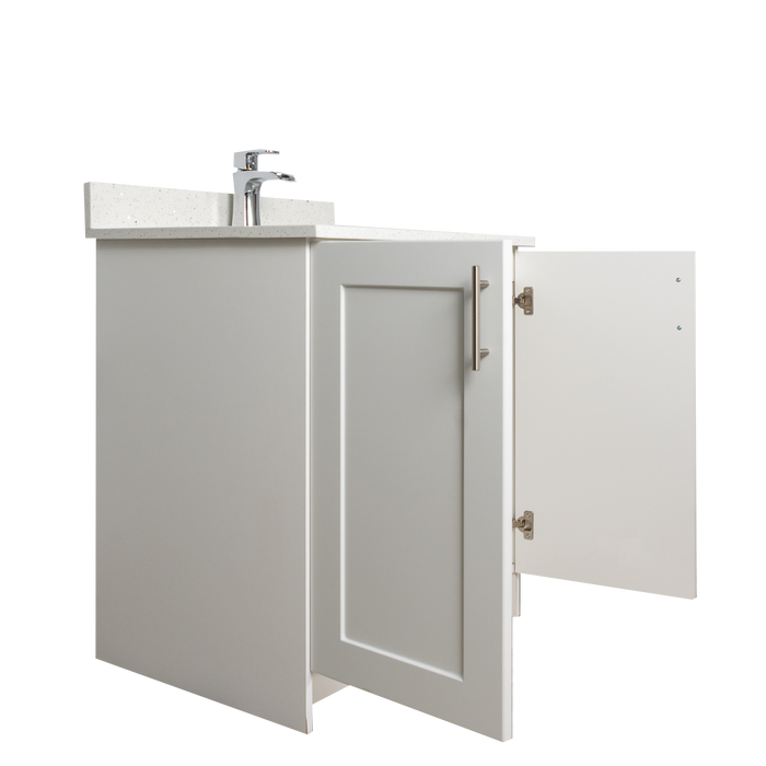 30" MDF - 2 Door - White - Shaker Doors - Softclose Hardware